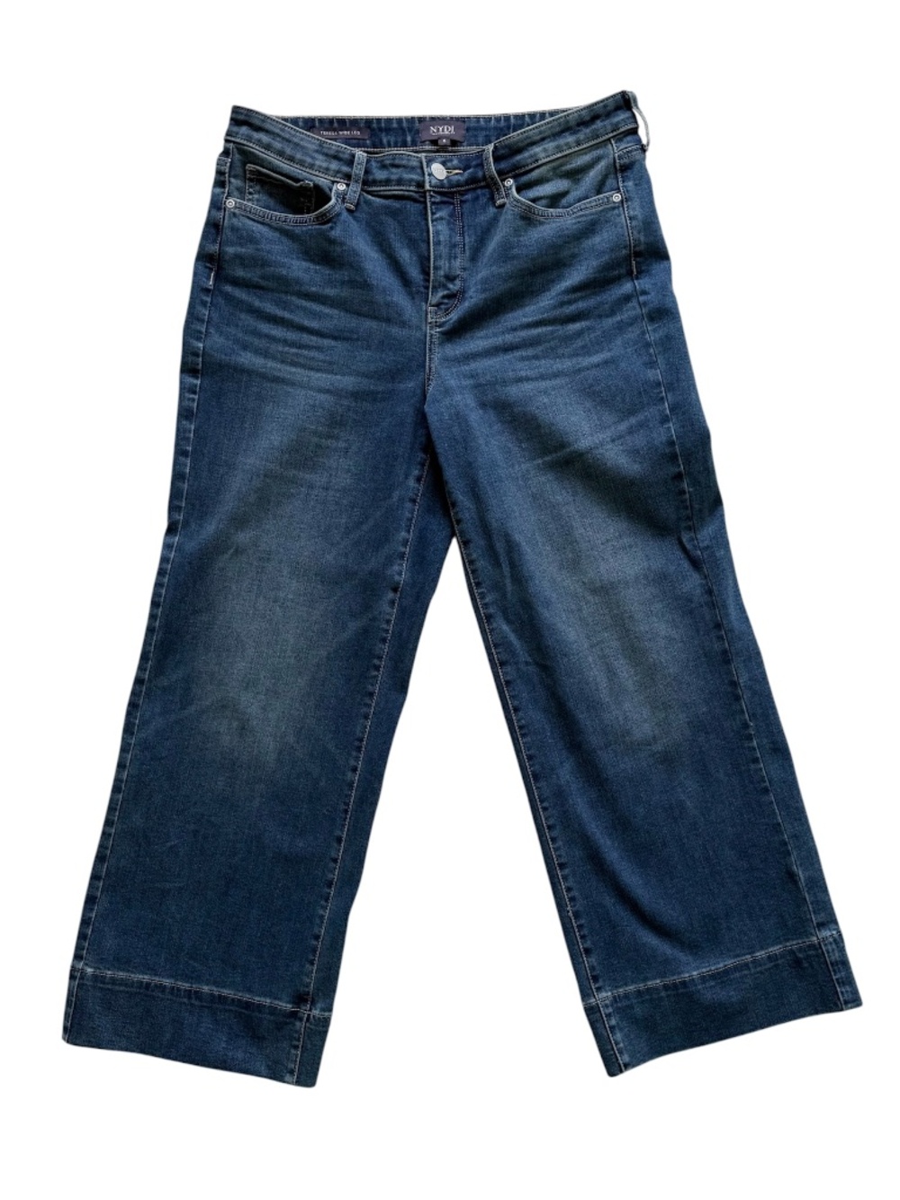 NYDJ | Teresa Wide Leg Ankle Jeans W/3" Hem Sz 8